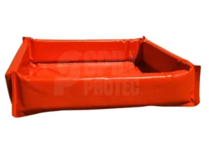 Bandeja contenedora flexible vista en detalles de cerca para contener derrames liquidos