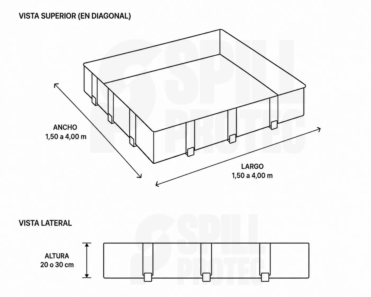 Plano de medidas del producto