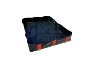 Batea contenedora de derrames con soporte en L de aluminio fabricada en material lona de pvc vista alejada