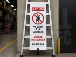 Bloqueo de acceso a escaleras de aluminio