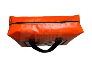 Bolso de lona para transporte hecho en lona de pvc para transportar tamaño chico detalle del cierre superior