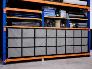 Red de contencion para estanterias y racks en uso real de medida mas chica